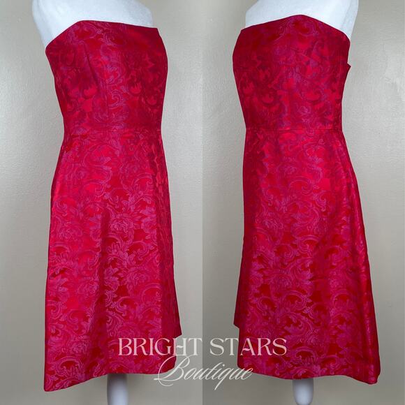 Rare Strapless Dress ASO Gabrielle Solis Desperate Housewives Red Pink Brocade - Picture 6 of 10